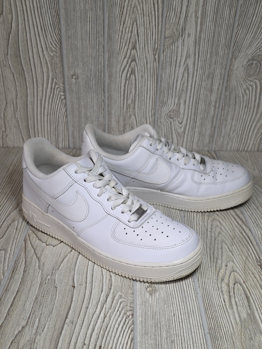 Nike Air Force 1 '07 White Leather Low Top Sneakers Mens Size 9